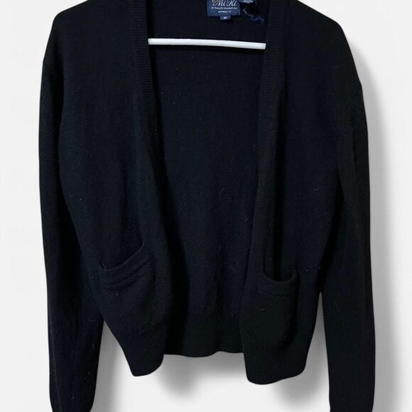 Vintage Mi Ki Black Angora & Lambswool Cardigan Sweater Size Medium - Picture 2 of 5